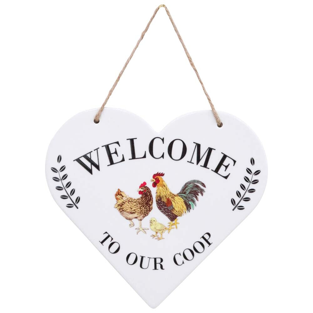 ‘Welcome to our Coop’ Ceramic Hanging Heart