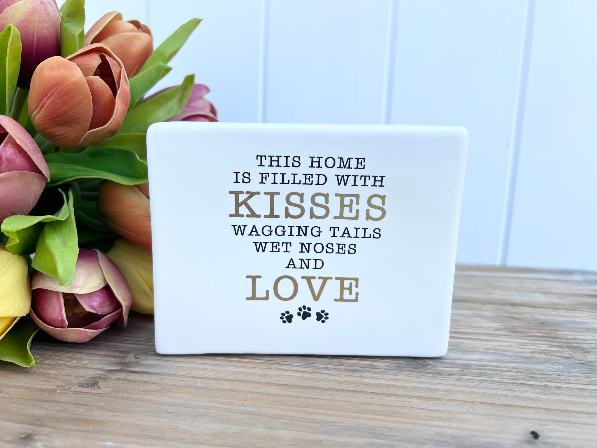 ‘Kisses & Wagging Tails’ Ceramic Sign