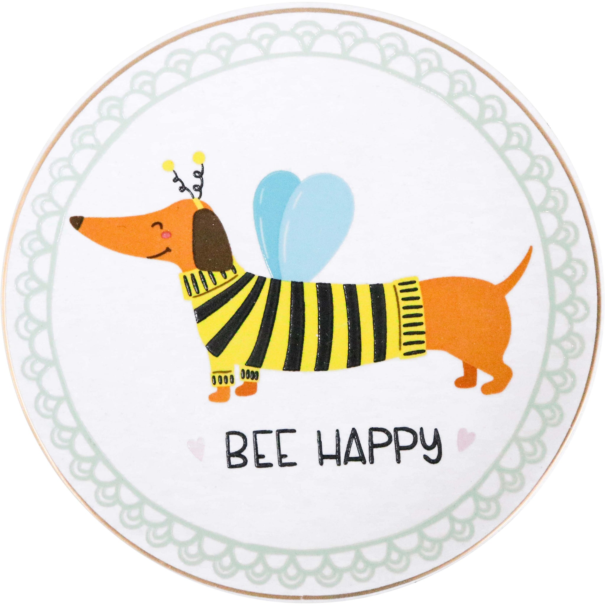 ‘Bee Happy’ Dachshund Trinket Tray
