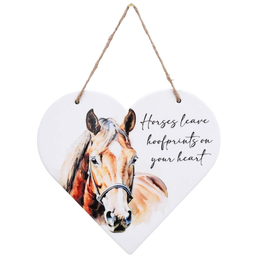 ‘Horses leave hoof prints on your heart’ Ceramic Hanging Heart