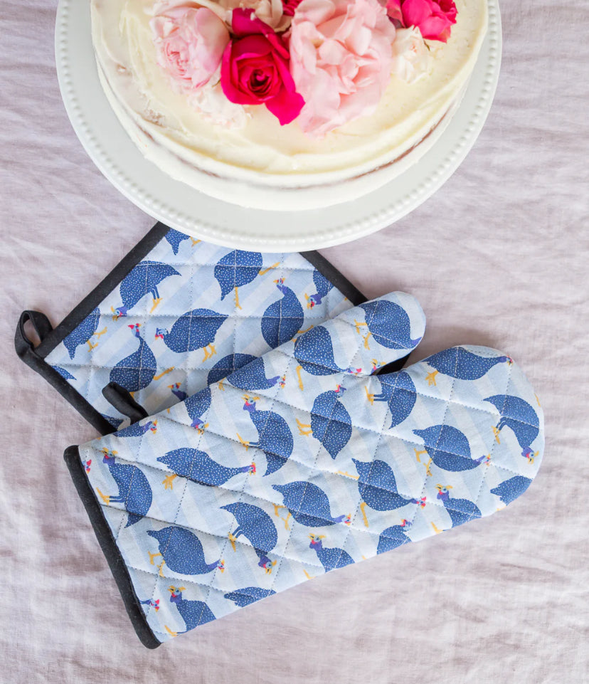 Guinea Fowl Oven Mitt + Pot Holder Set