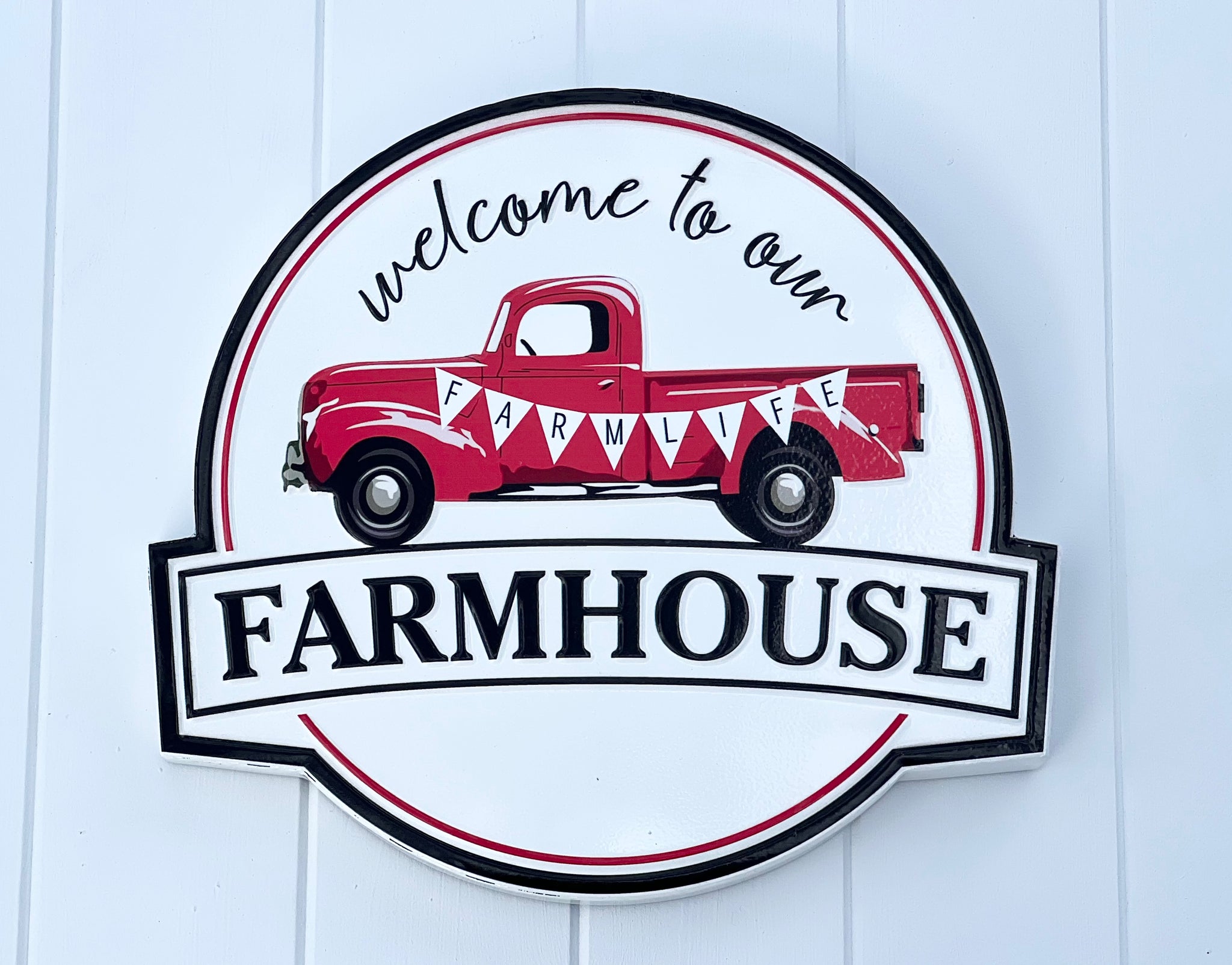 ‘Farmhouse - Welcome to our Farmhouse’ Enamel Sign