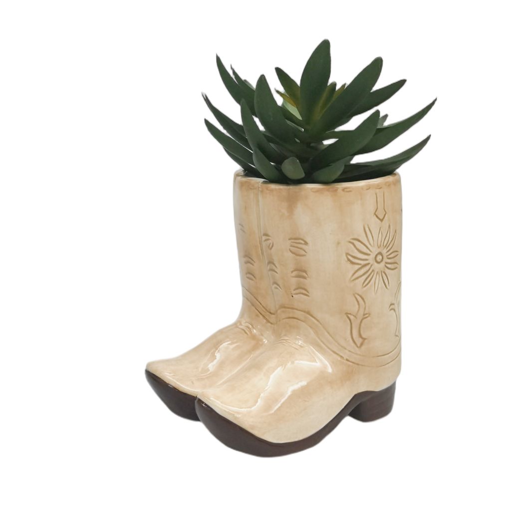 ***PRE-ORDER*** Cowgirl Boot Planter - Tan