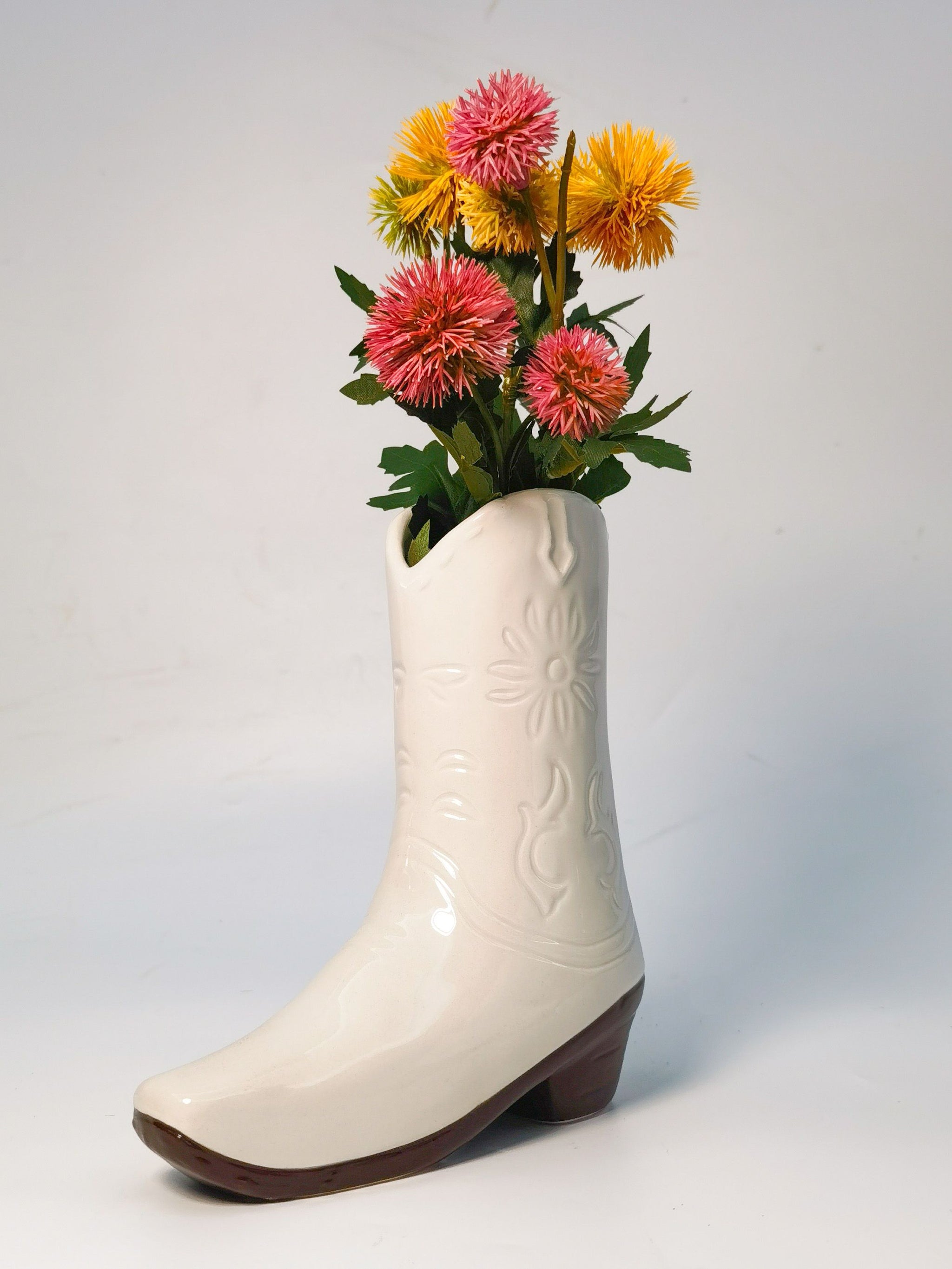 ***PRE - ORDER*** Cowgirl Single Boot Planter - White