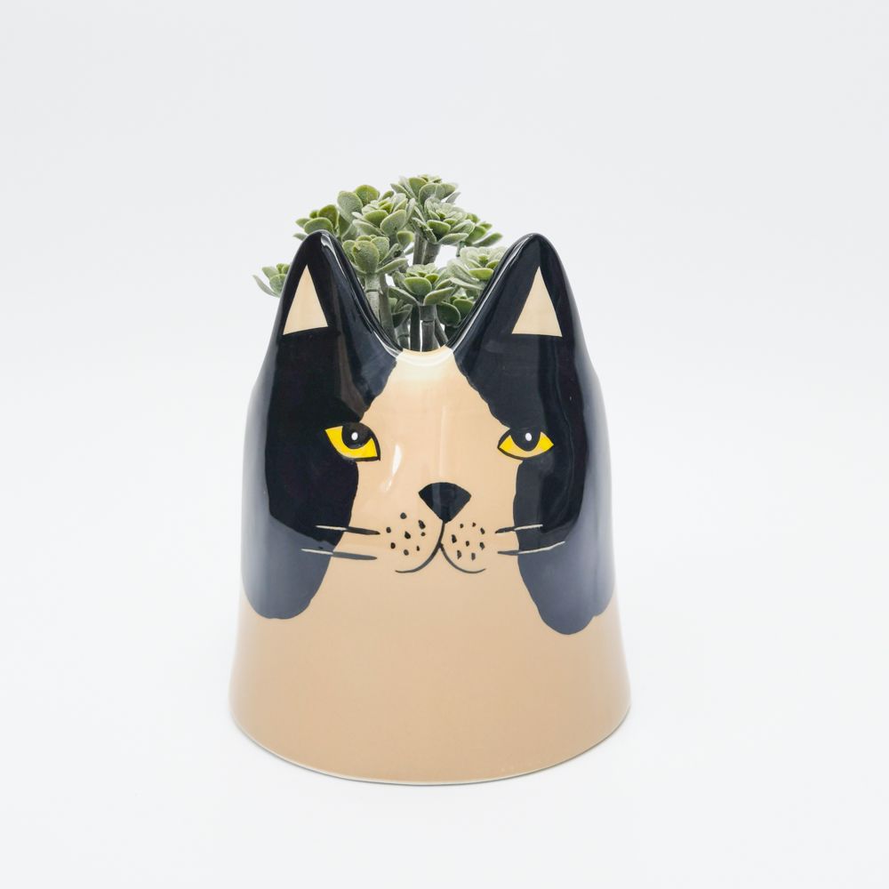 Black & White Cat Planter