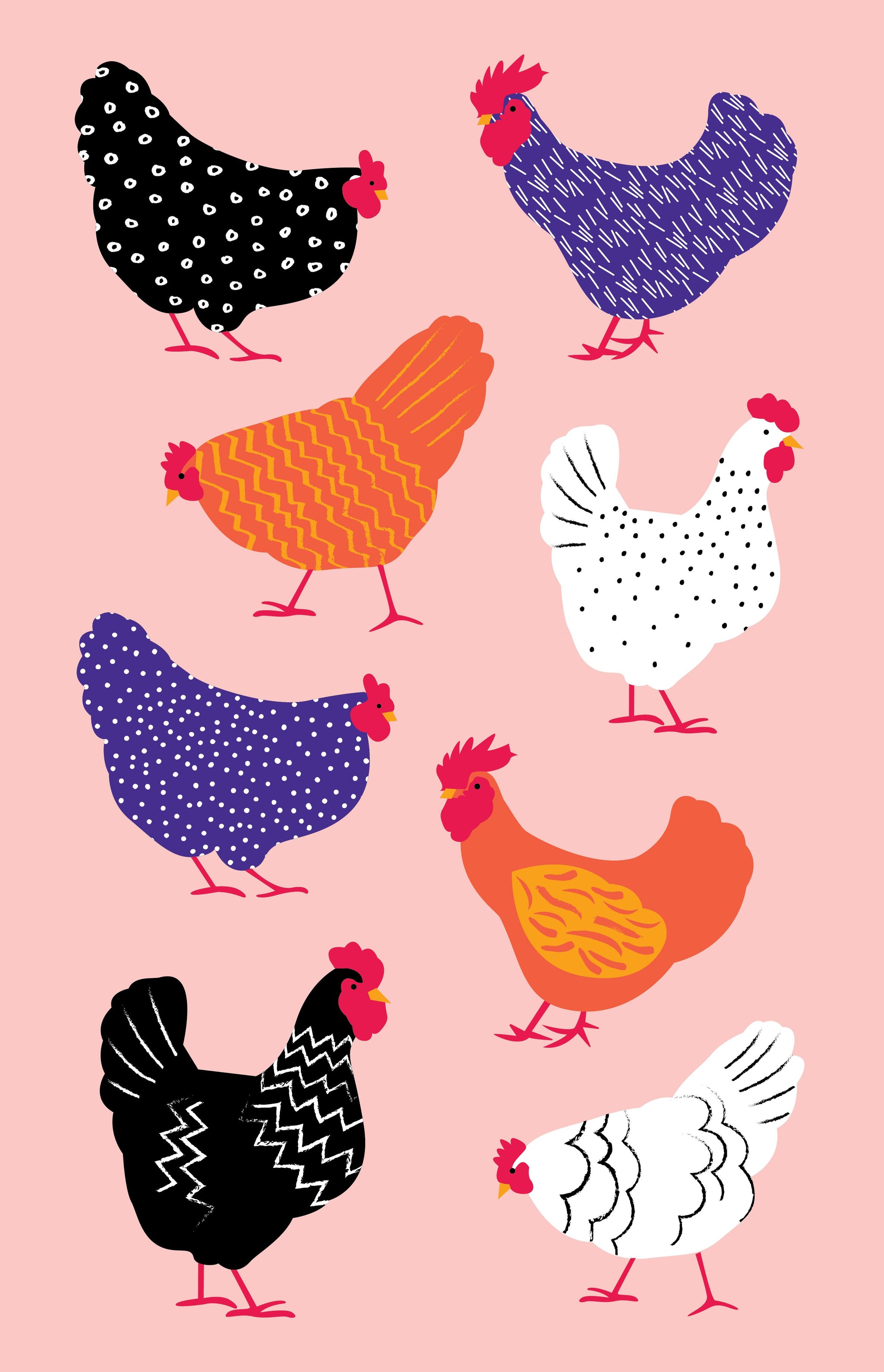 Bright Chicks Tea Towel