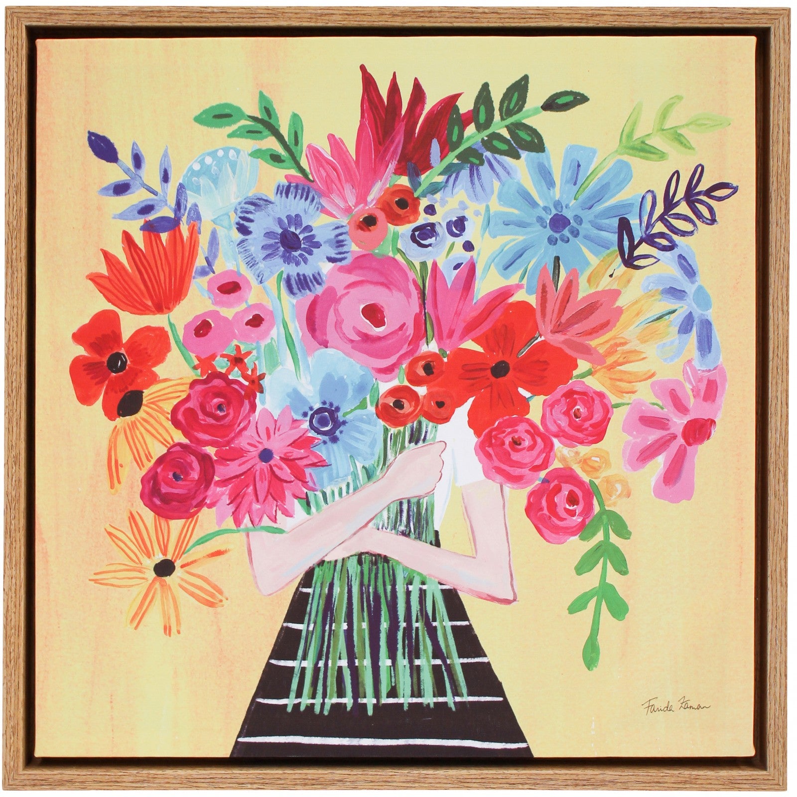 'Bunch of Flowers' Floating Framed Canvas Print
