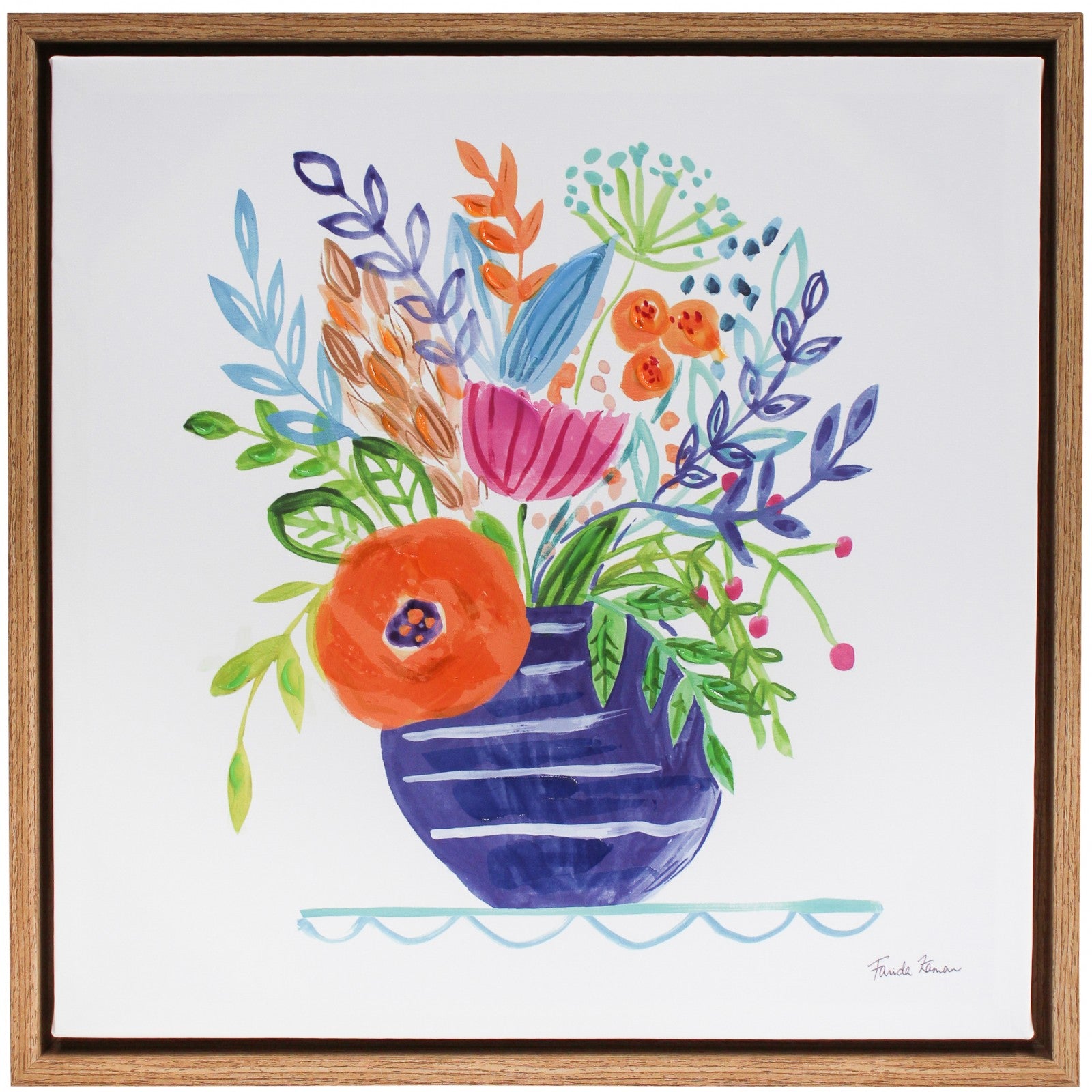 'Bountiful Florals' Floating Framed Canvas Print
