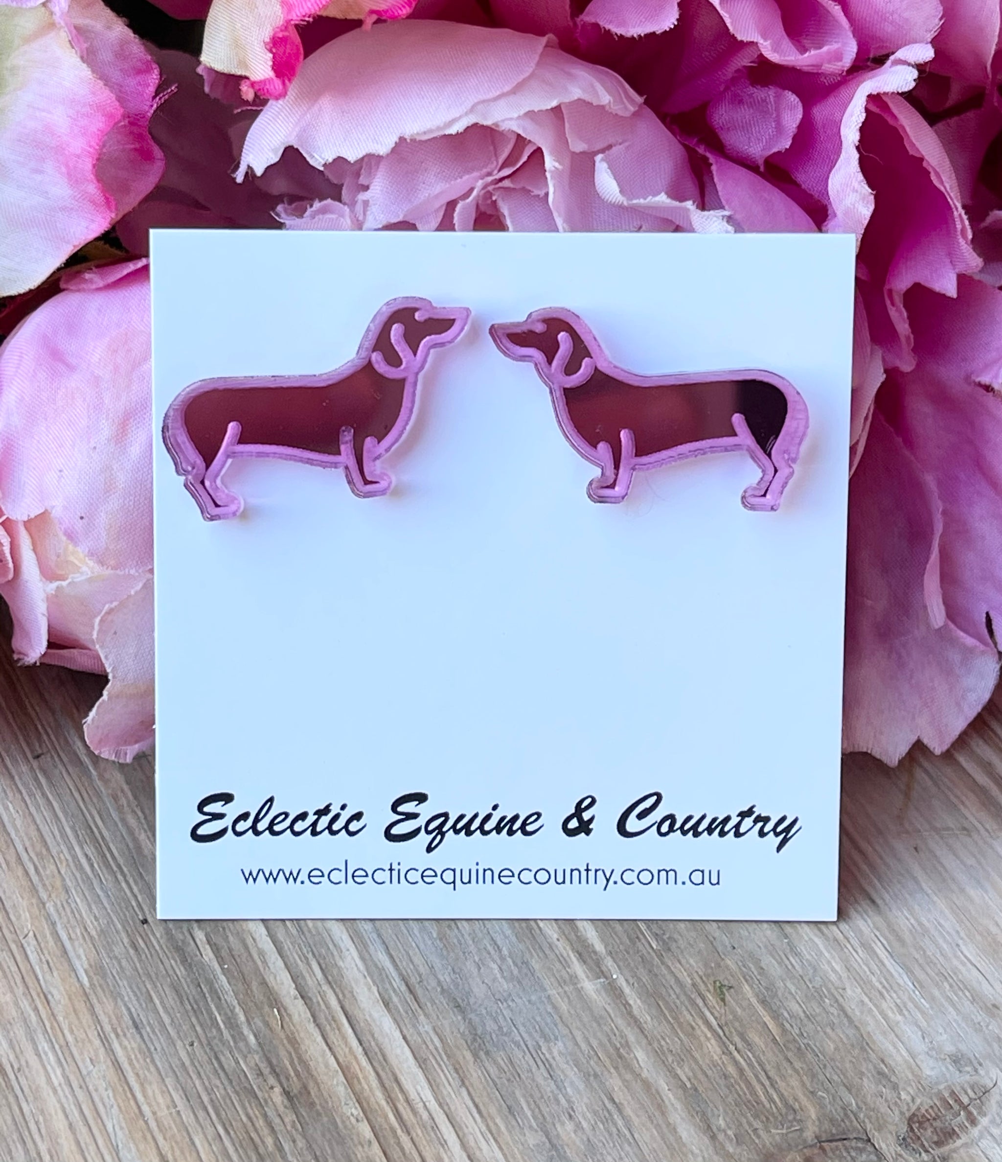 Hot Pink Dachshund Earrings