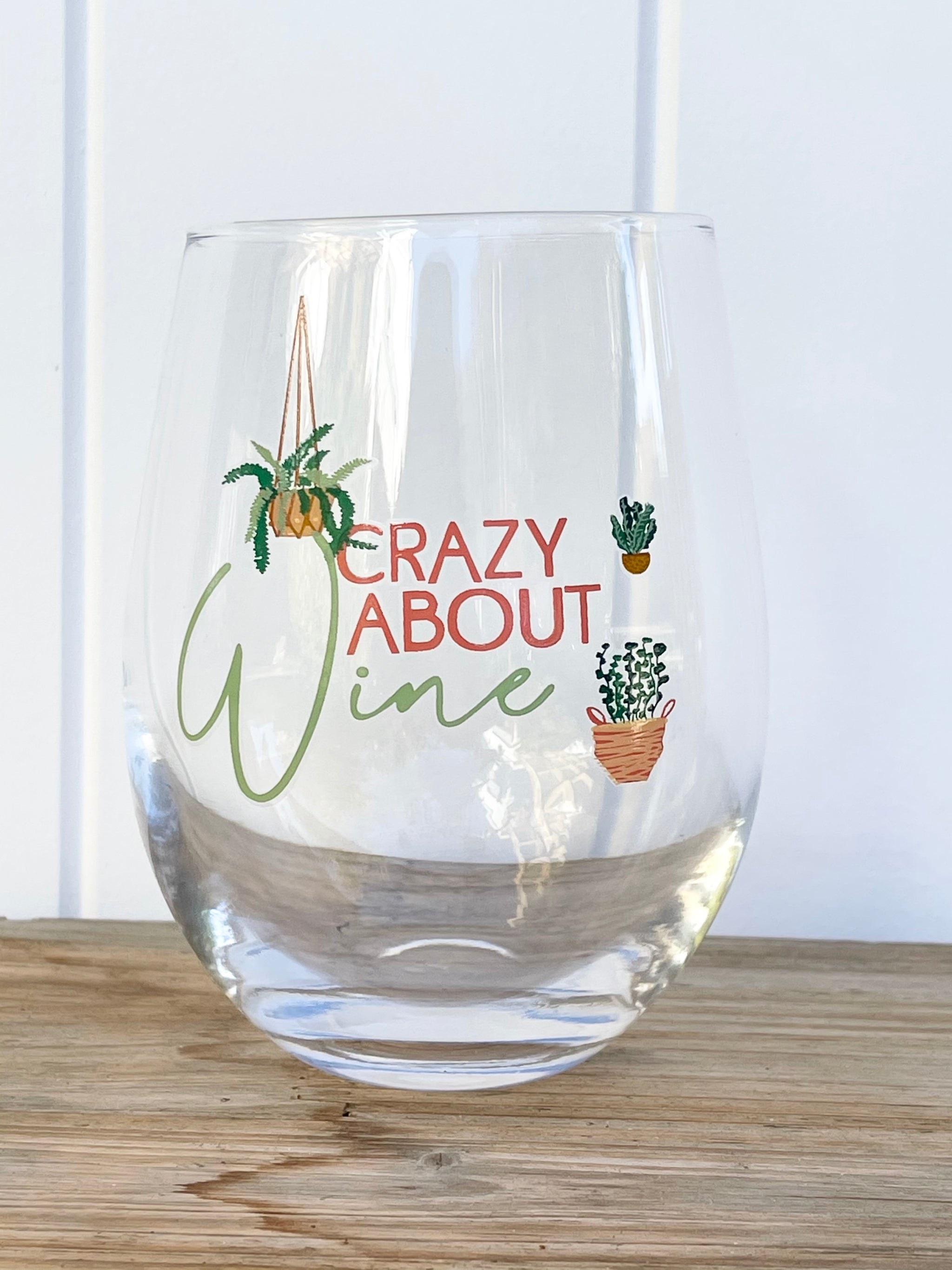 'Crazy About Wine' Stemless Wine Glass