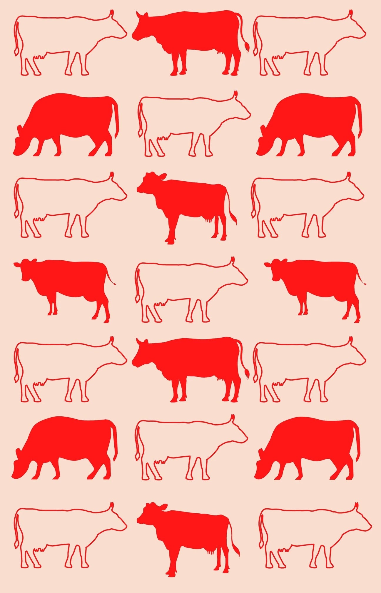 Red Cows Tea Towel