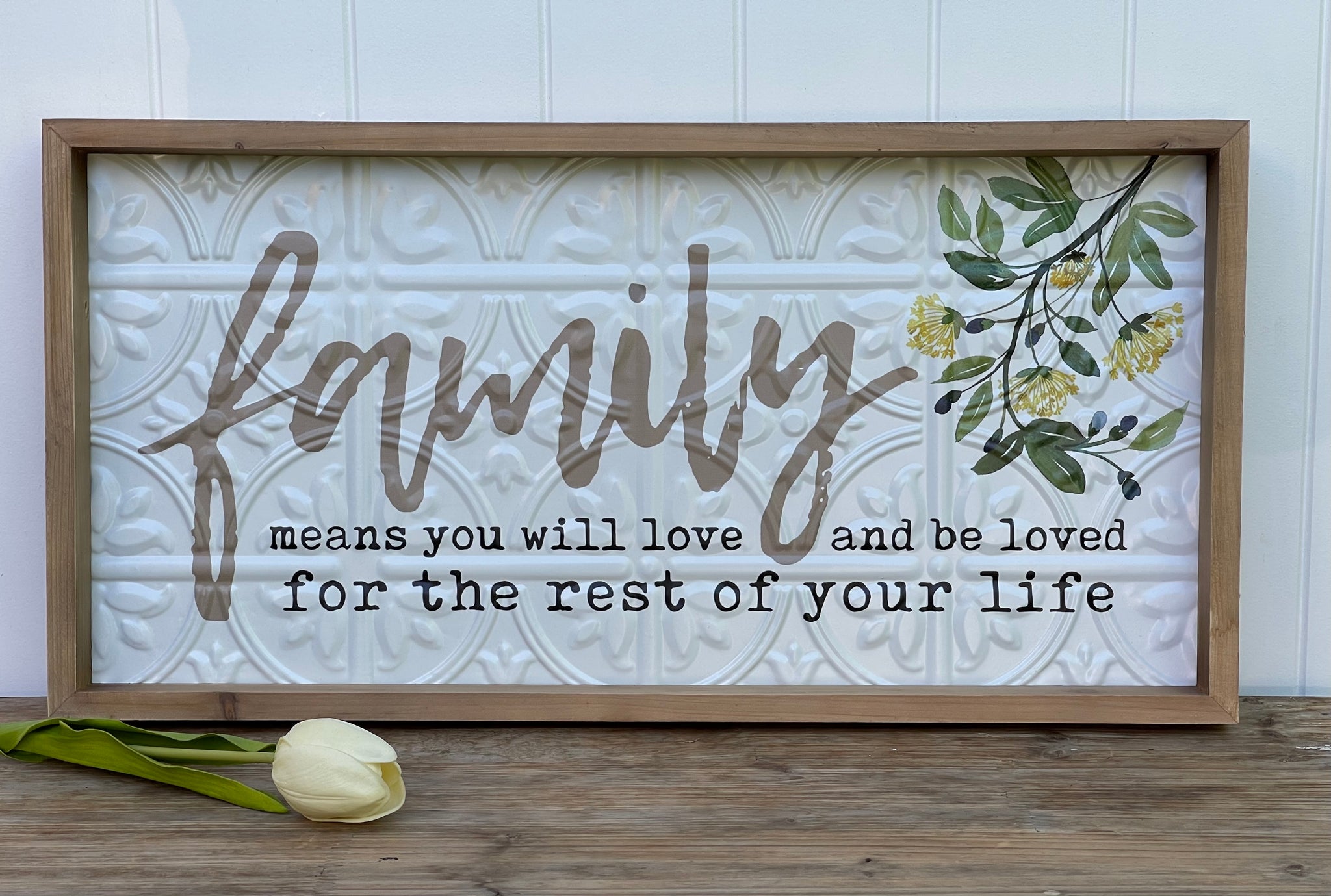 'Family' Pressed Metal Tin Sign