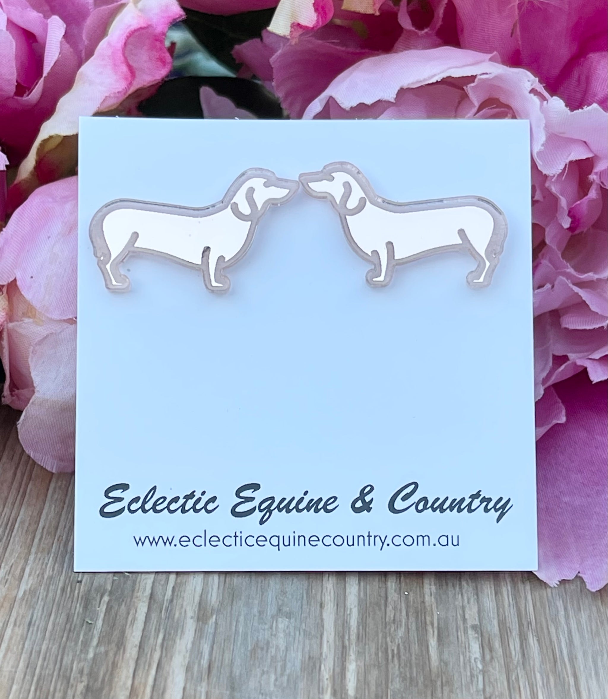 Rose Gold Dachshund Earrings