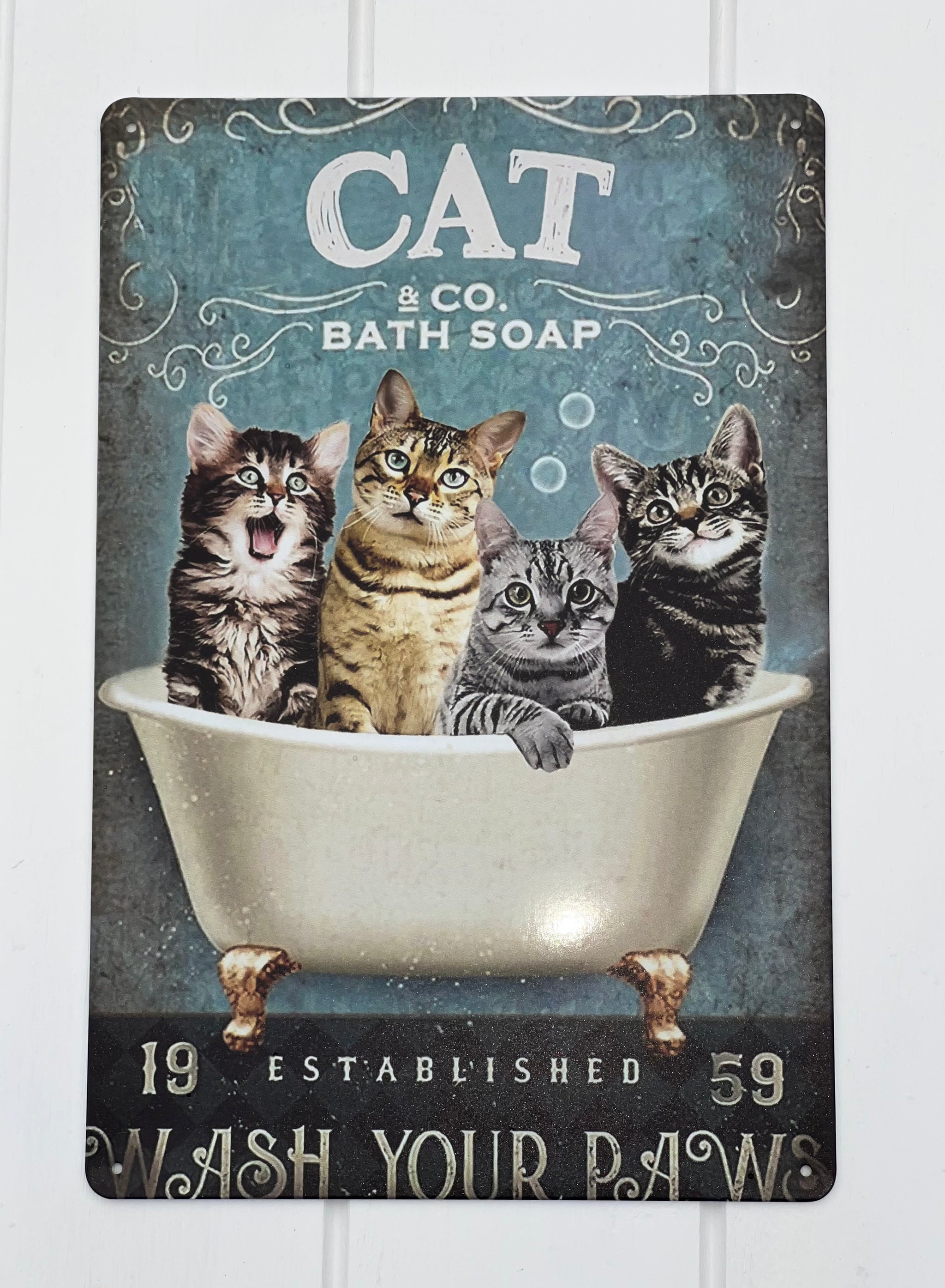Cat & Co Bath Soap - Tin Sign