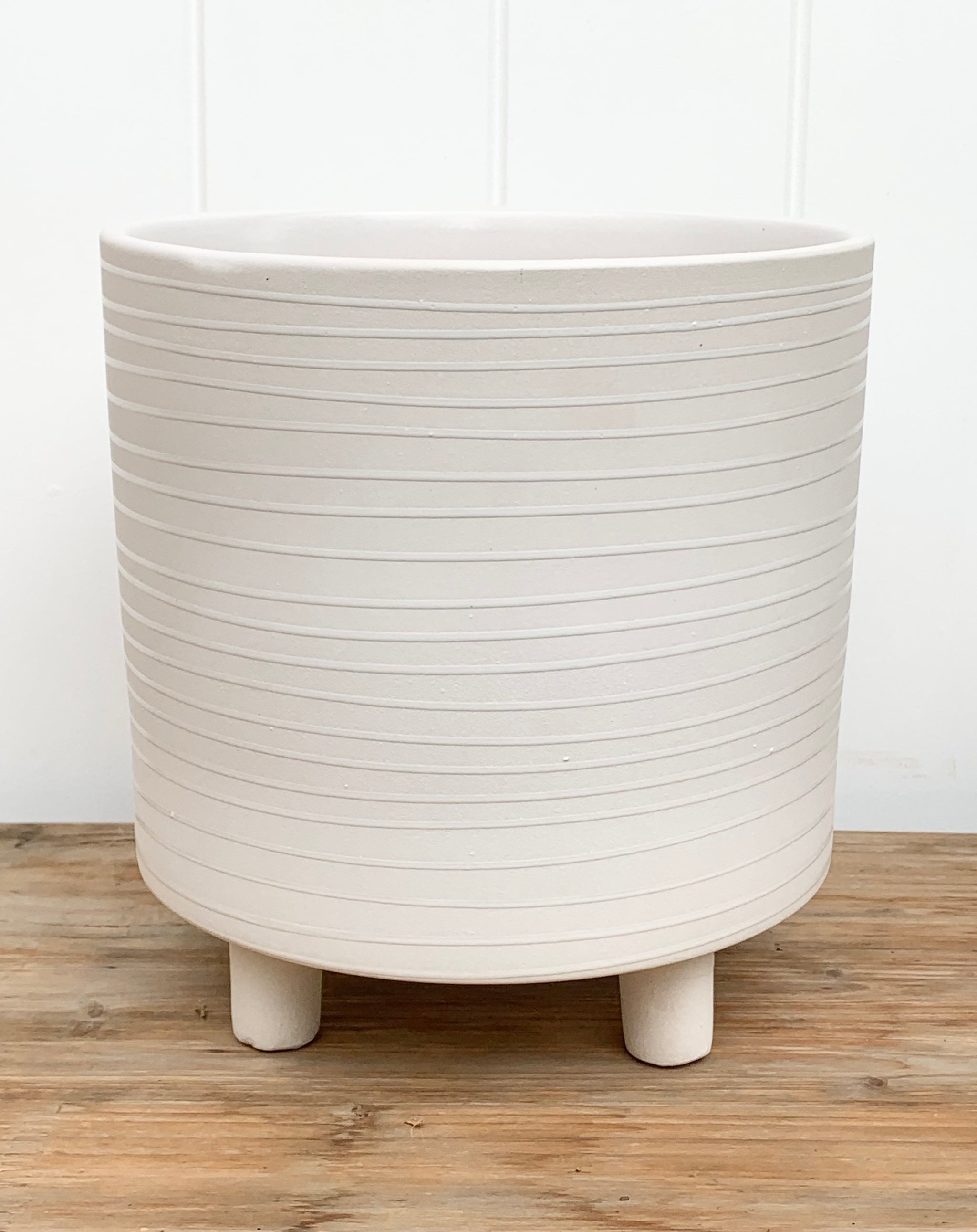 White Stripe Footed Planter