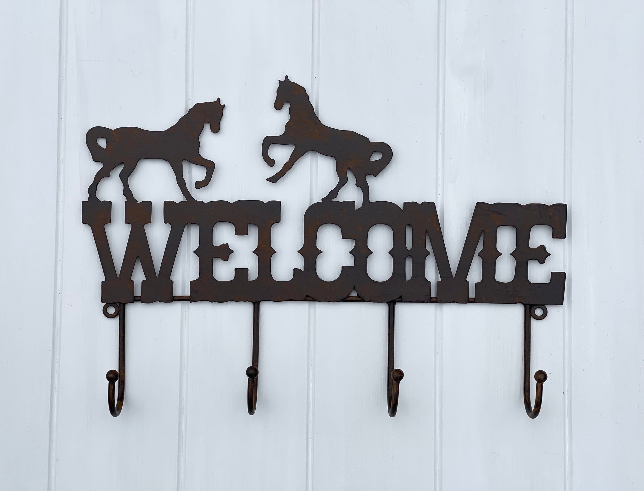 'Welcome' Horse Metal Hooks