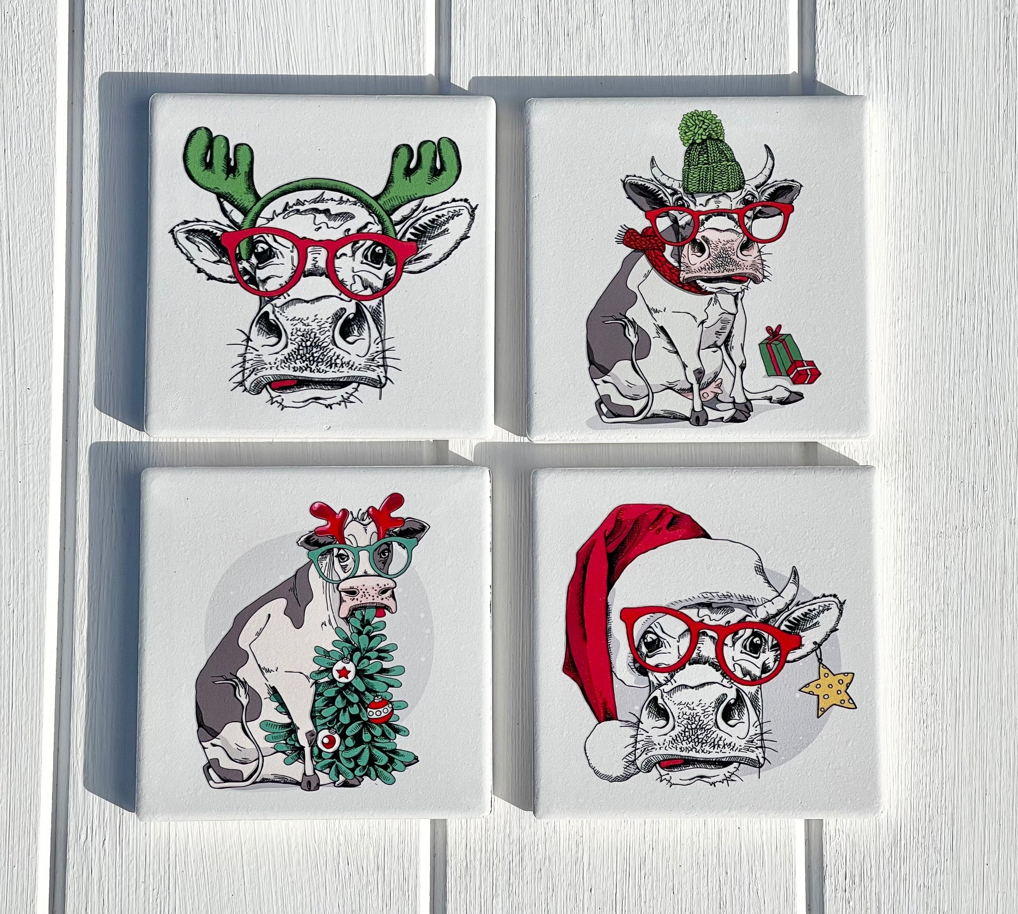 Cow Christmas Coasters