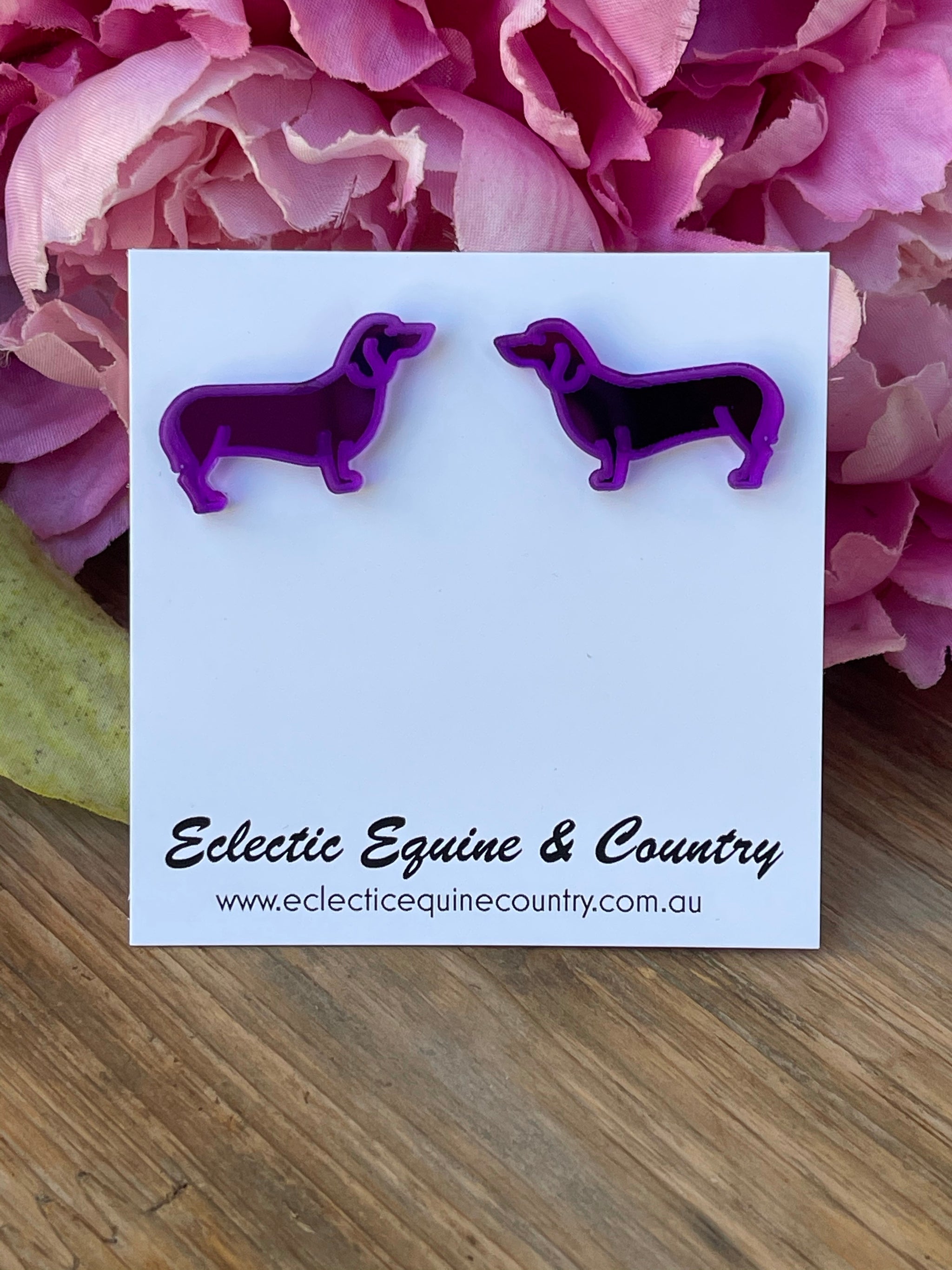 Violet Dachshund Earrings