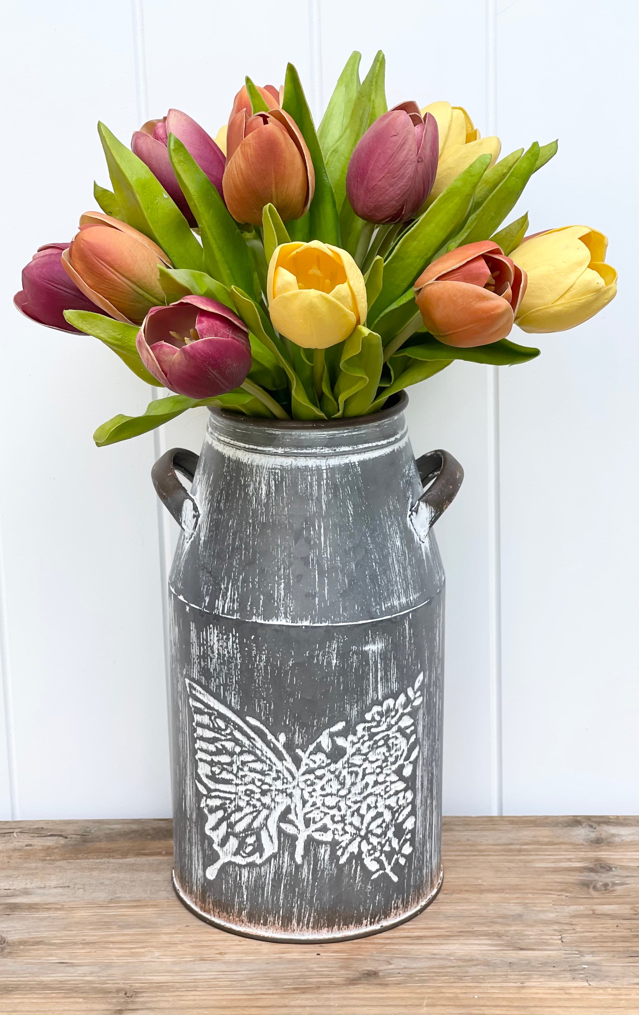 Butterfly Pressed Metal Tin Vase