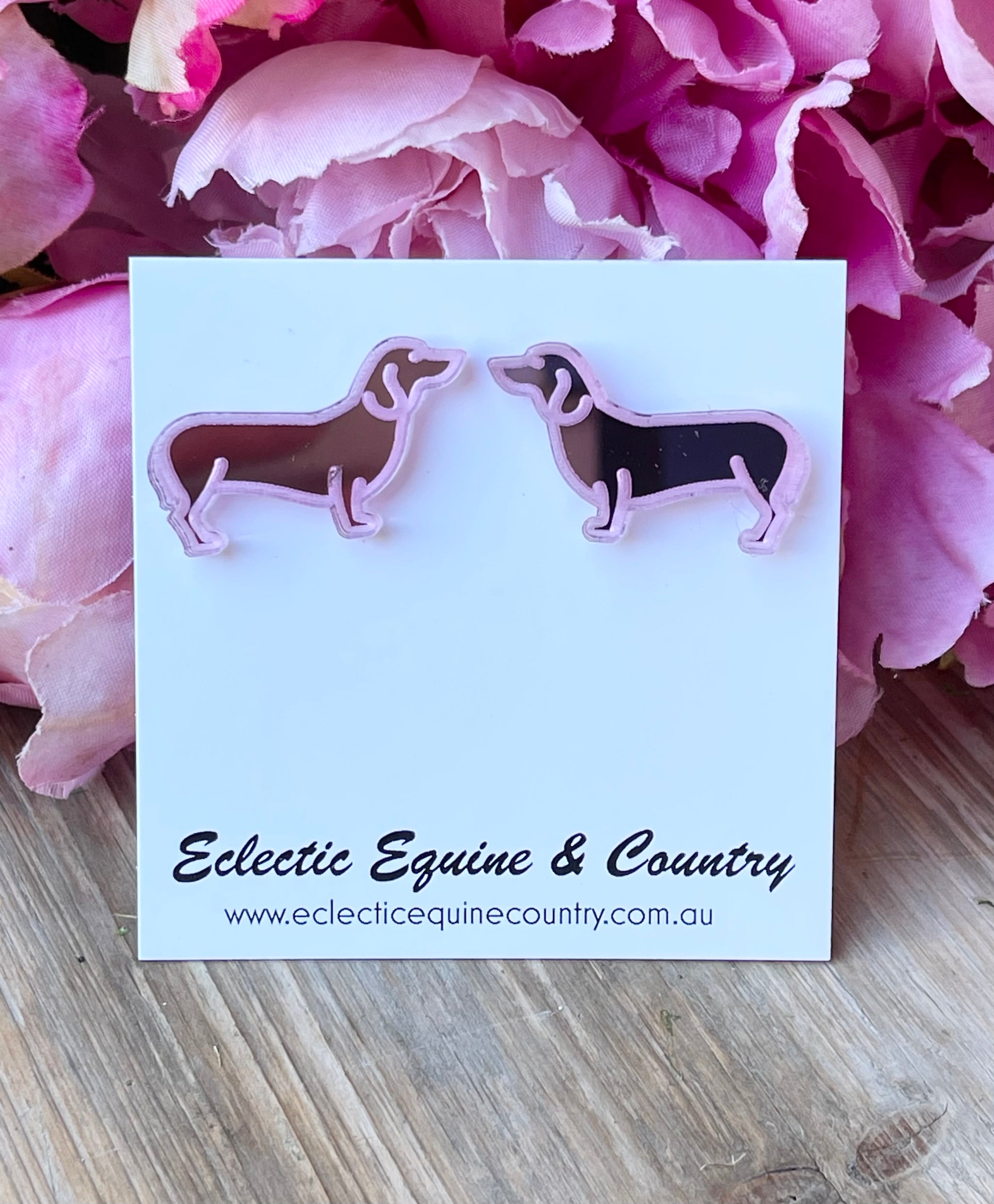 Light Pink Dachshund Earrings