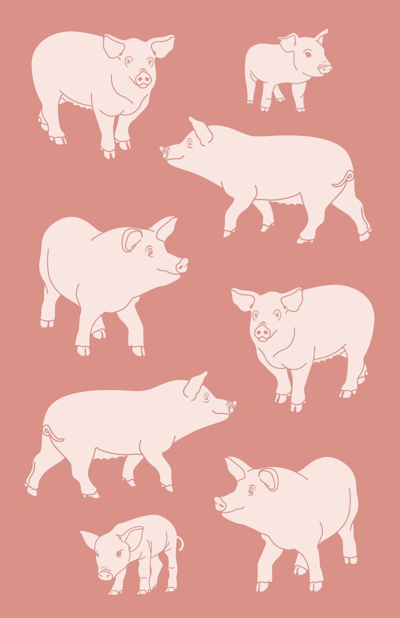 Pig Family Tea Towel