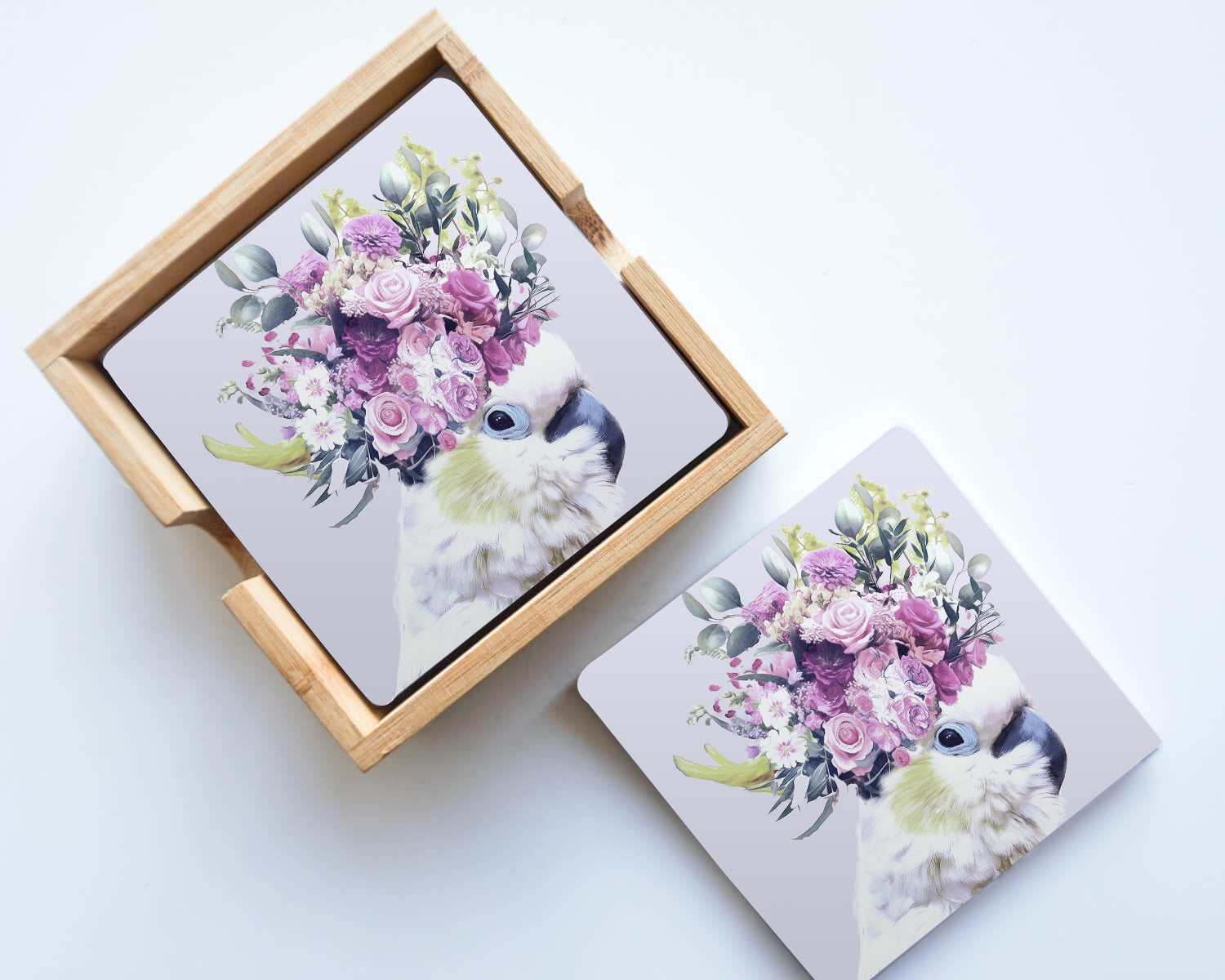Pretty Cockatoo Coaster Set