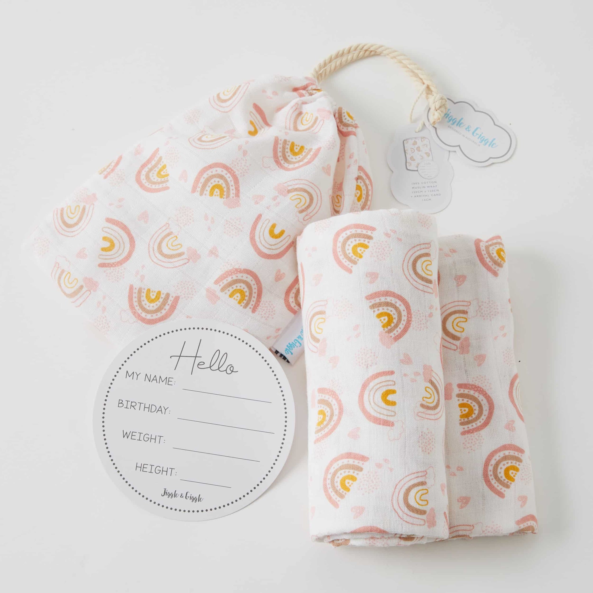 Rainbow Muslin Wrap + Arrival Card