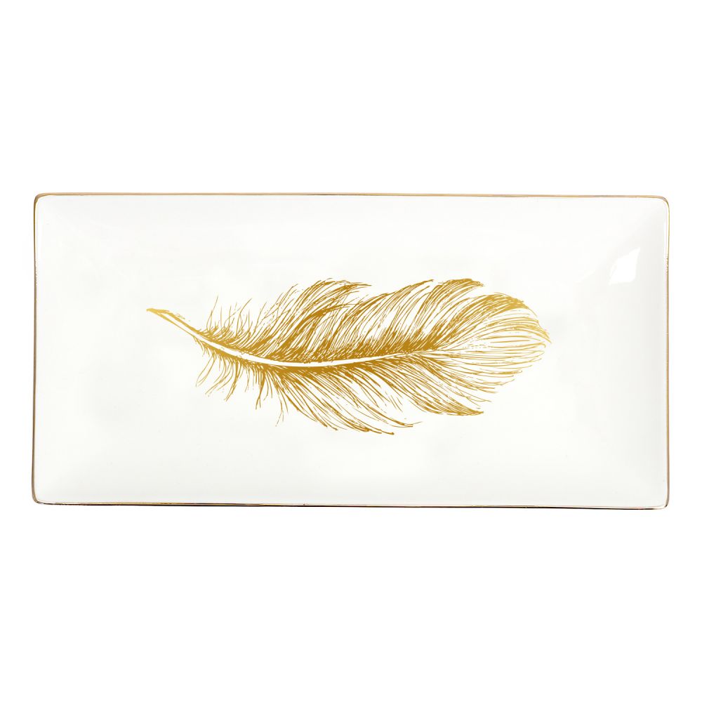 Gold Feather Small Platter