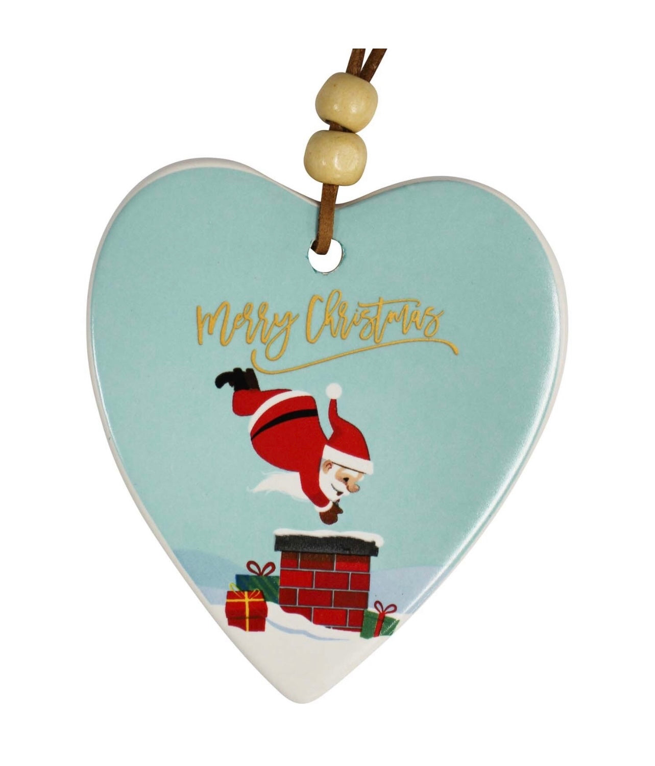 ‘Merry Christmas' Santa Hanging Heart Ornament