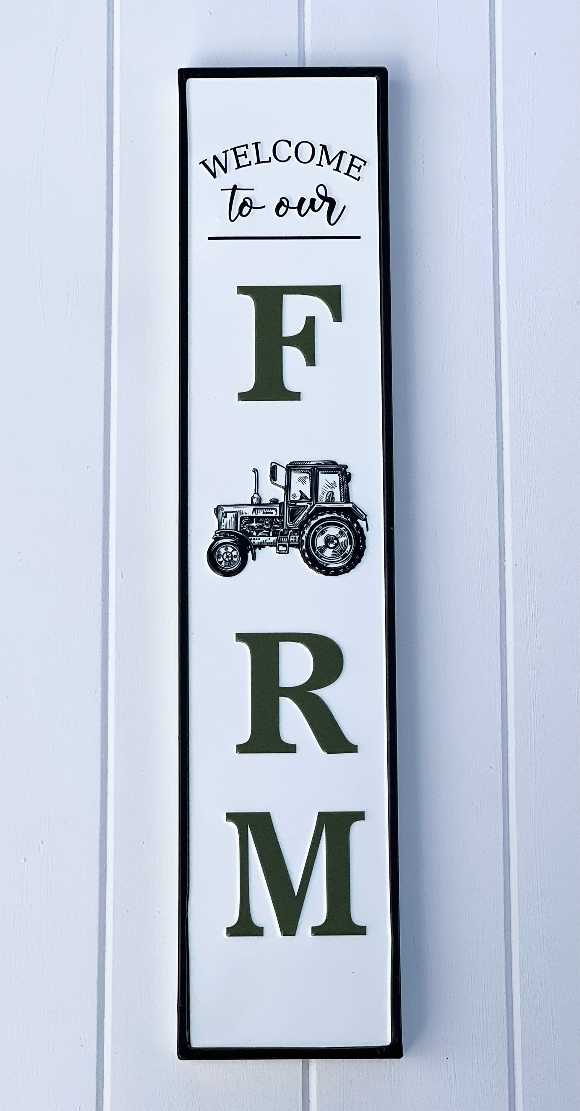 ‘Welcome to Our Farm’ Tractor Enamel Sign
