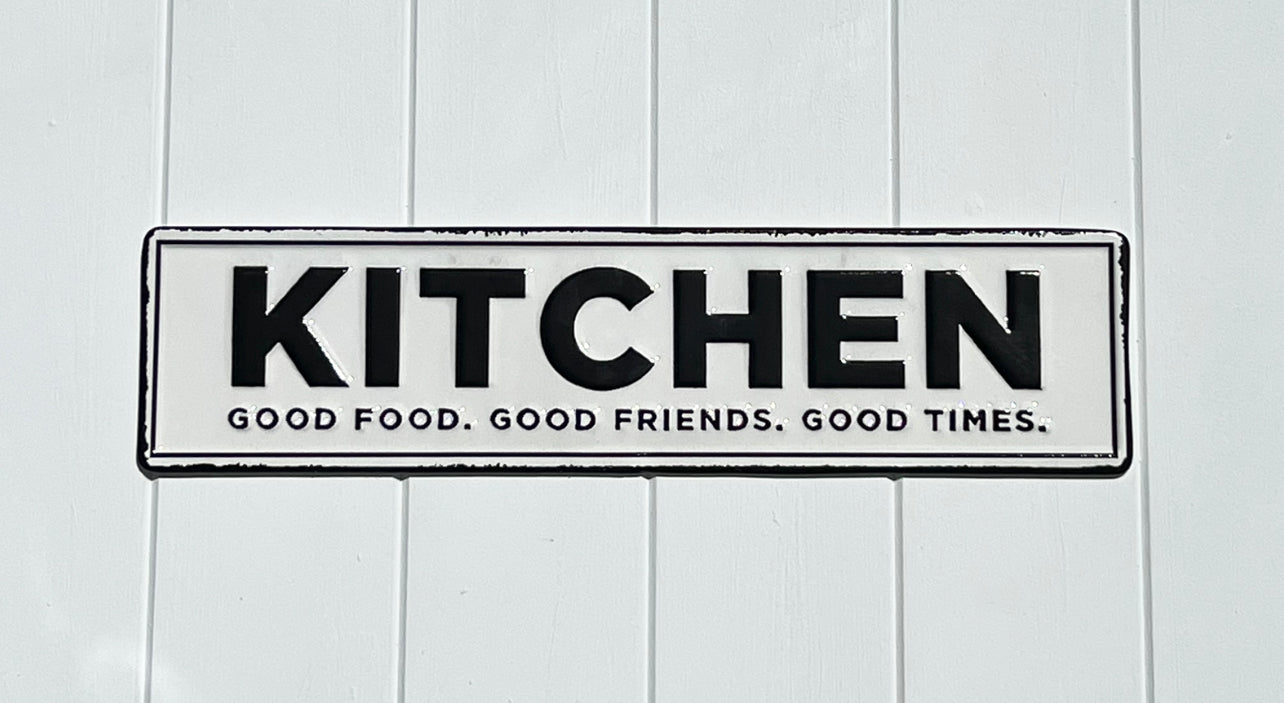 ‘Kitchen - Good Food, Good Friends, Good Times’ Enamel Sign