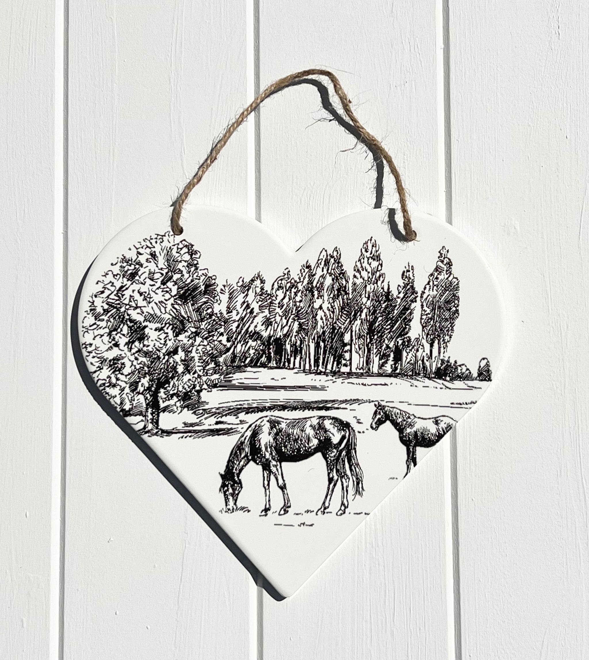 ‘Horses’ Ceramic Hanging Heart