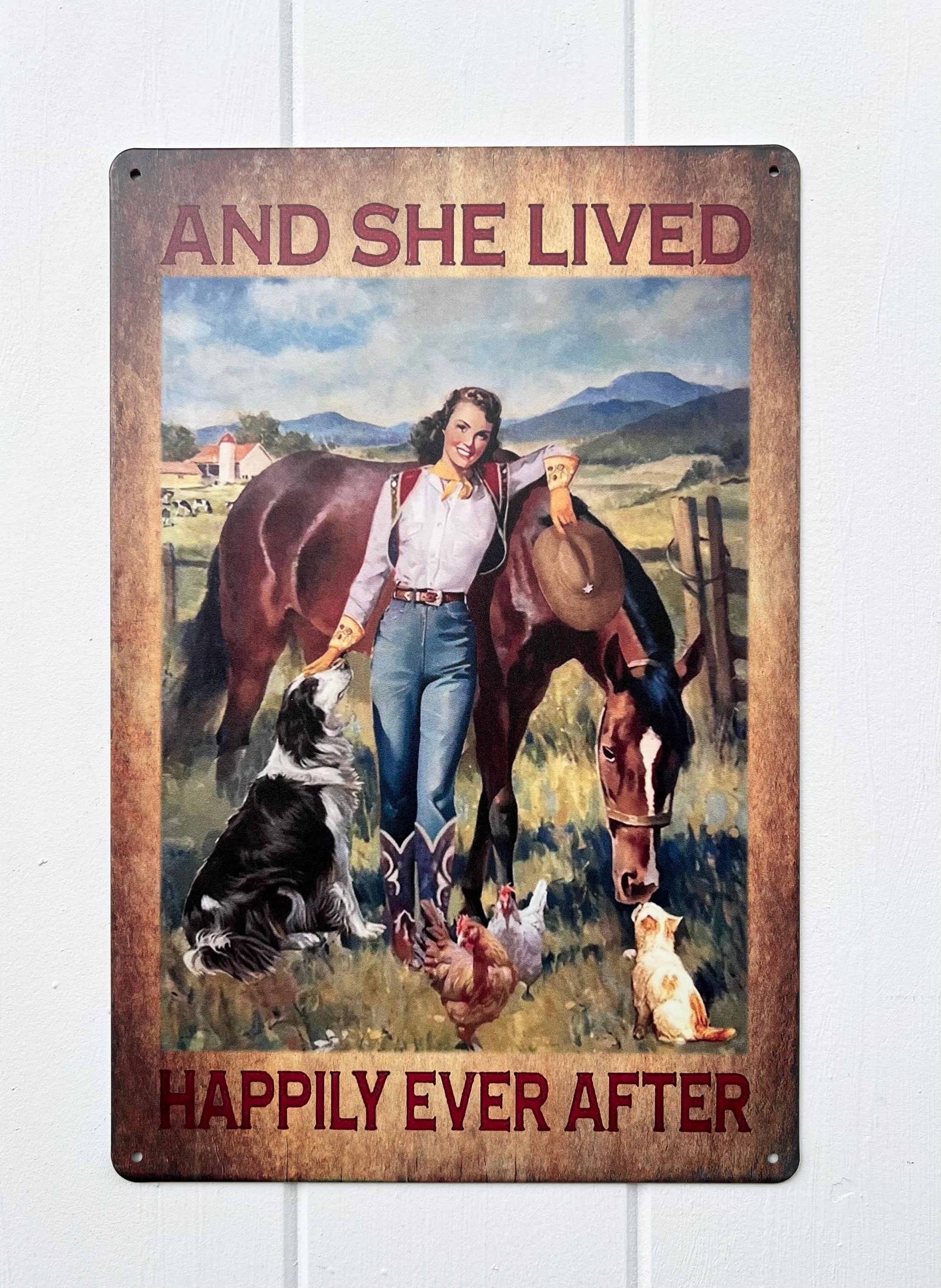 ‘Happily Ever After’ Western Tin Sign
