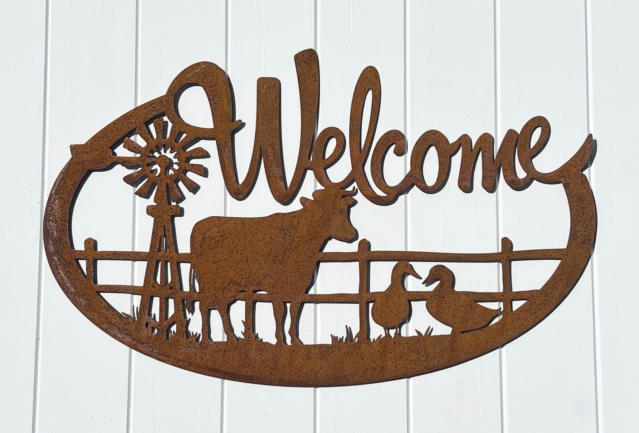 ‘Welcome Cows’ Metal Sign