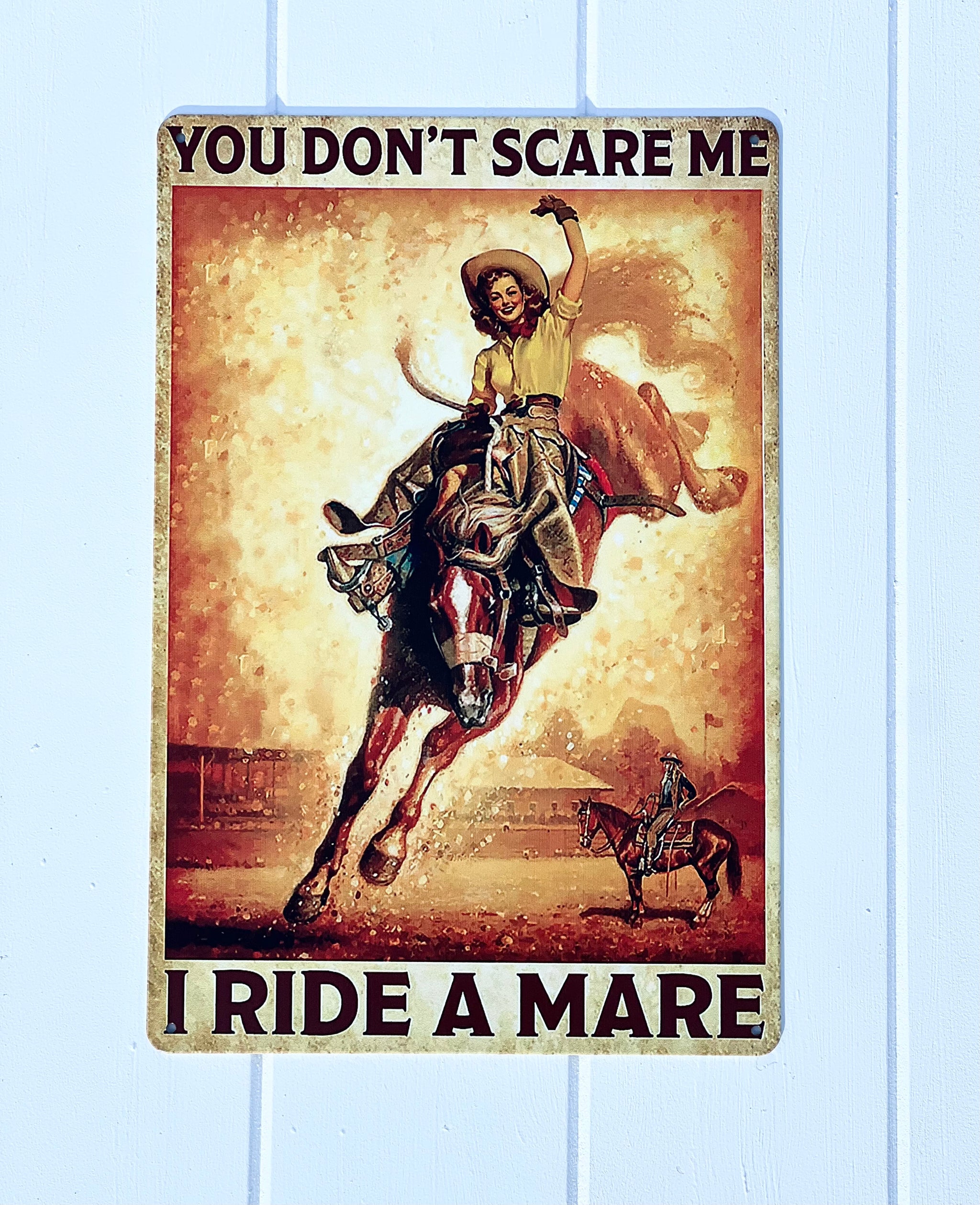 ‘I Ride A Mare’ Western Tin Sign