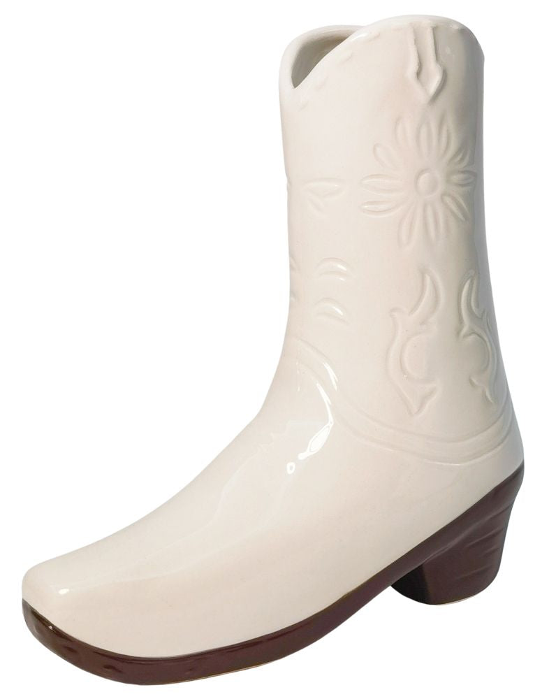 Cowgirl Single Boot Planter - White