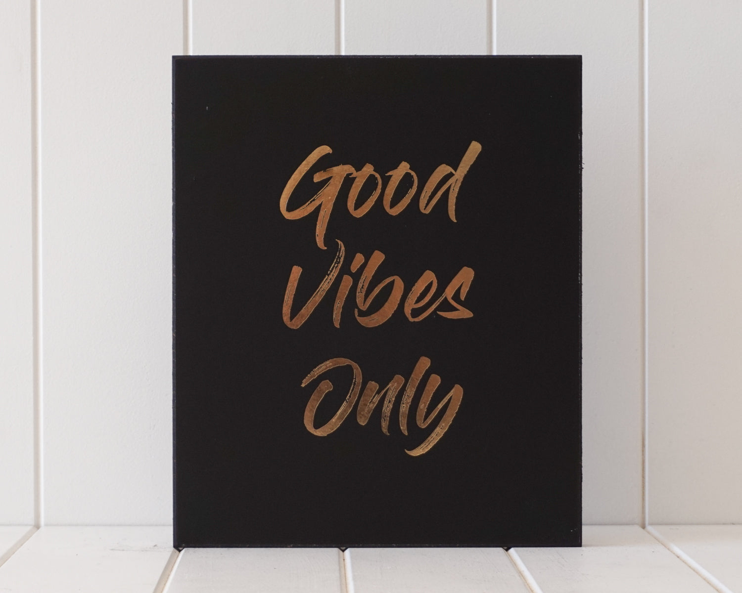 'Good Vibes Only' Black Wooden Sign