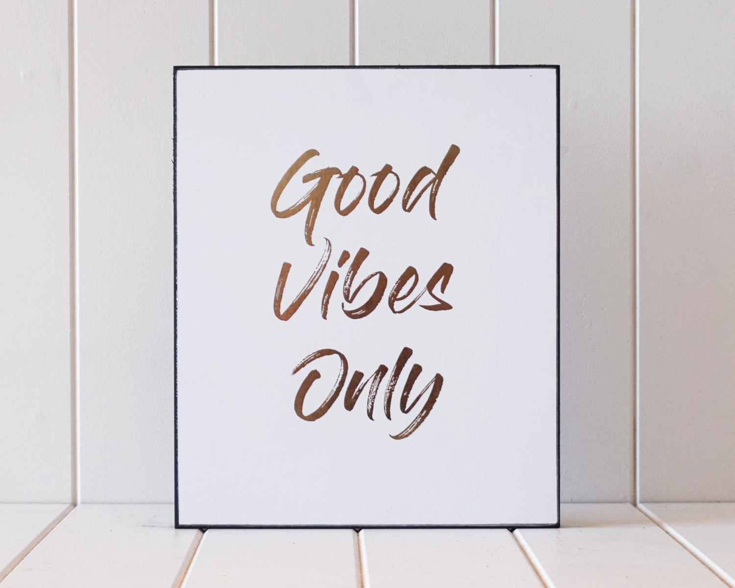 'Good Vibes Only' White Wooden Sign
