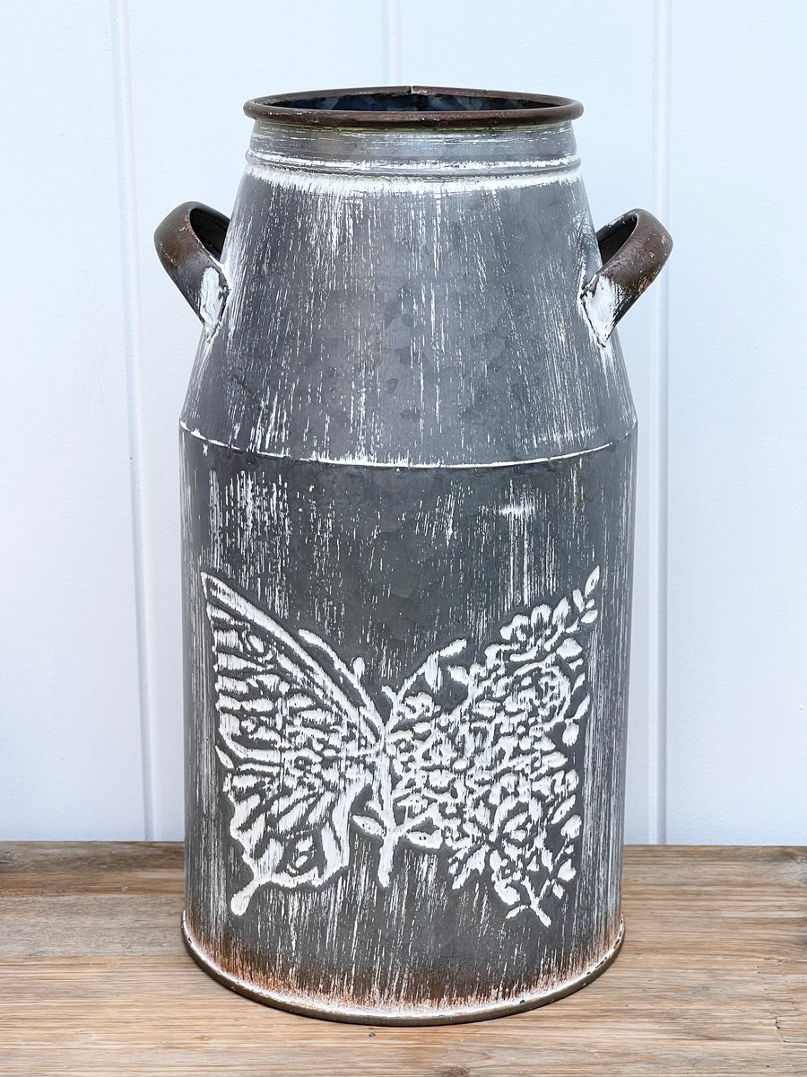 Butterfly Pressed Metal Tin Vase