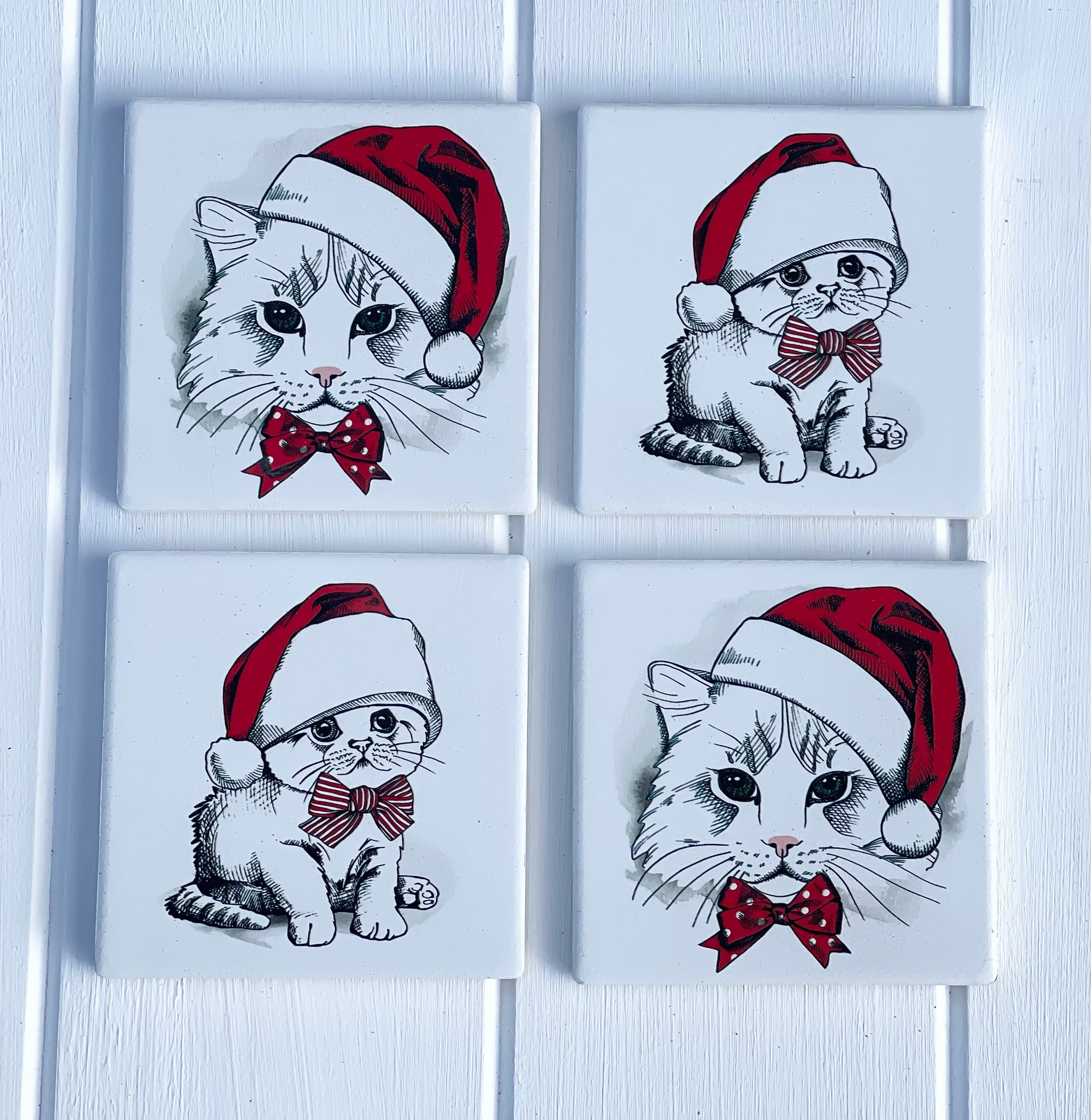 Cat Christmas Coasters