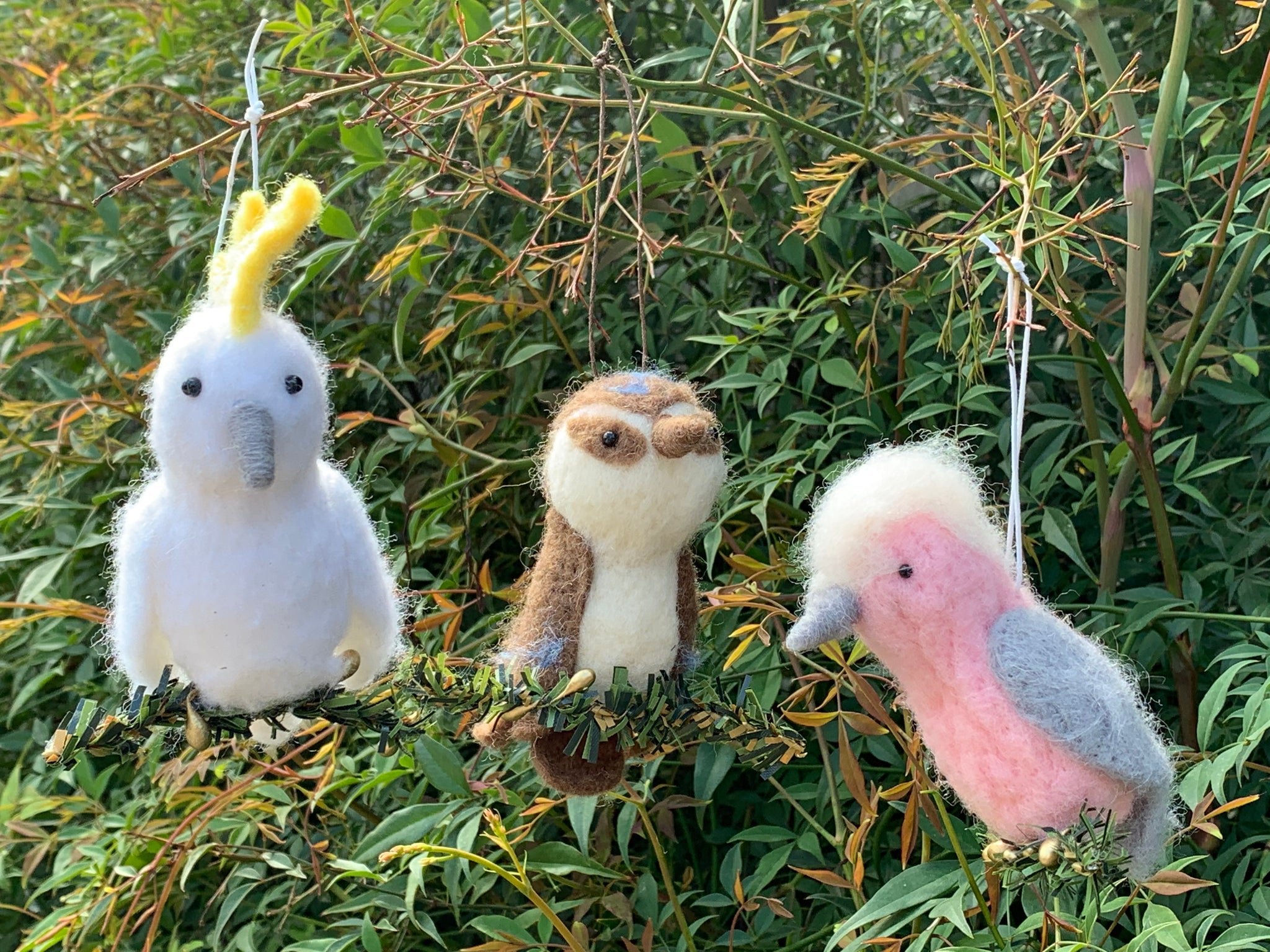 Felted Native Birds Hanging Christmas Ornament